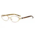 Gafas ovaladas retro para mujer, elegante montura de metal dorado y patillas carey. - Montura dorada C5 con lentes transparentes
