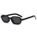 Schwarze Vintage Y2K ovale Sonnenbrille für Damen, schmaler Retro Sonnenschutz Brille. - Ganz Grau / Hellschwarz