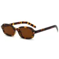 Vintage Schildpatt Oval Sonnenbrille Y2K Retro Schmaler Rahmen Sonnenbrillen Damen - Braun / Schildpattrahmen