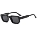 Schwarze quadratische Sonnenbrille mit breiten Bügeln, trendige europäische und amerikanische Brille. - Glänzendes Schwarz Graue Gläser
