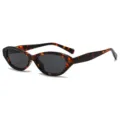 Retro narrow tortoise shell cat eye sunglasses for women stylish vintage UV protection sun eyewear - C5 Floral Print Frame with Solid Grey Lenses