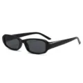 Schwarze schmale Sonnenbrille, klassisches kleines Quadraturdesign, UV-Schutz Streetwear. - C1 Glänzend Schwarzer Rahmen Graue Gläser
