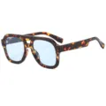 Grandes lunettes de soleil vintage a double pont en ecaille pour femme et homme mode - C8 Monture Demi Lentille Bleue