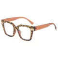 Leopardenmuster Quadratisch Blaulichtblockierende Brille Großer Rahmen Modische Brille - C6 Transparente dunkelbraune Fassung mit Leopardenmuster-Prägung