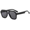 Lunettes de soleil de mode style coréen double pont rétro carré noir pour femmes - C1 Monture Noire Verres Gris