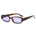 Klassische schmale Rechteck-Sonnenbrille mit Schildpatt-Rahmen und helllila Gläsern für Damen - C5 Schildpatt Rahmen Hellviolett Gläser