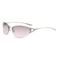 Gafas de sol Y2K de moda con montura de metal y elegantes lentes degradadas para mujer. - Montura Plateada Degradado Gris Rosa
