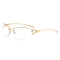 Gafas de moda de metal dorado, montura óptica vintage y2k sin borde para estilo moderno. - Montura Dorada Lente Transparente