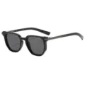 Modische quadratische Metall-Sonnenbrille für Damen und Herren, UV-Schutz Outdoor Sonnenbrille. - Glänzender Schwarzer Rahmen Gunmetal-Rand Graue Linse (C3)