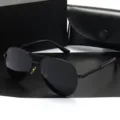 Klassische schwarze Piloten-Polarisationssonnenbrille mit Doppelsteg Design stilvoll. - Schwarzer Rahmen Schwarz Graue Gläser