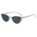 Modische weiße Katzenaugen Sonnenbrille für Damen mit Goldmetallrand UV400 UV-Schutz - C2 Weißer Rahmen Graue Linsen