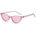 Modische rosa Katzenaugen Sonnenbrille für Damen, Halbrahmen Metall UV400 stilvolle Brille - C6 transparentes rosa Gestell mit rosa Gläsern