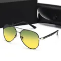 Aviator Sonnenbrille Gelb Verlaufsgläser Schwarzer Metallrahmen Mode Brille Variante - Schwarz-silberner Rahmen gelb-grüne Gläser
