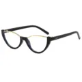 Schwarze goldene Katzenaugen Brille halbrahmen modische Damen Brillenfassung im Stil - C9 Schwarzer Rahmen Anti-Blaulicht