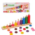Wooden educational counting toy Montessori math learning beads rainbow stacking blocks for kids - Cloud Calculation Rack