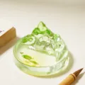 Gradient Green Liuli Glas Tintenfass Kalligraphie Pinselablage Malerei Schreibwaren 6cm - Qianli Qianshan Tintenteller / Verlauf Grün