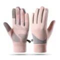 Pink winter thermal sports gloves with anti-slip grip and touch screen compatibility for outdoor. - One Size / Pink
