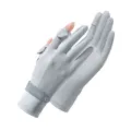 Summer sun protection gloves ice silk breathable UV proof two finger open non-slip driving - One Size / Gray