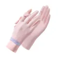 Summer ice silk sun protection gloves for women, anti-UV breathable driving non-slip design. - One Size / Pink