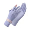 Women summer sun protection gloves ice silk breathable anti slip UV for driving main view - One Size / Purple