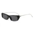 Fashion square sunglasses with black thick frame and metal temples for daily wear. - C1 Black Frame Black Grey Lens