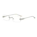 Gafas de sol rectangulares sin montura de metal moda lentes transparentes de lujo chic - C5 Montura plateada lentes transparentes