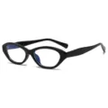 Black narrow cat-eye glasses variant, stylish retro anti-blue light fashion frame accessory. - Bright Black Frame Anti-blue Light Lens