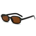 Retro Y2K schmale quadratische Sonnenbrille mit schwarzem Gestell braunen Gläsern. - Braun / Hellschwarz