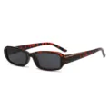 Klassische Schildpatt Rechteck Sonnenbrille, trendige Y2K Freizeit UV-Schutz Sonnenbrille. - C9 Geflecktes Braun Rahmen Vollgrau Gläser