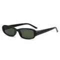 Retro schwarze schmale Sonnenbrille mit dunkelgrünen Gläsern im coolen Y2K Street Style. - C10 Glänzend Schwarz Rahmen G15 Gläser