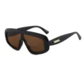 Occhiali da sole maschera oversize alla moda per donna uomo, montatura nera lenti marroni. - C4 montatura nera con lenti marrone scuro