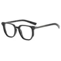Klassische quadratische Metallbrille schwarze Designer Brille fur Damen und Herren Alltag - Glänzender Schwarzer Rahmen Gunmetal-Rand Klare Linse (C11)
