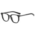 Schwarze quadratische Brille mit Metallbugeln, stilvolles tagliches Brillenaccessoire. - Mattschwarzer Rahmen Gunmetal-Rand Klare Linse (C12)