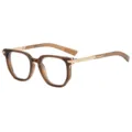 Stilvolle braune quadratische Brille mit goldenen Metallbügeln für den täglichen Gebrauch. - Tee Rahmen Klare Linse (C15)