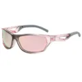 Pink frame sports sunglasses with reflective lenses, stylish outdoor cycling eyewear. - C10 Pink Grey Frame Pink Mirror Lens