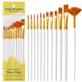Set de 12 pinceles de artista con mangos blancos, cerdas de nailon profesionales para acrílico. - Juego de 12 Pinceles de Abanico / Blanco
