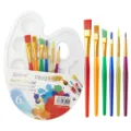 Tavolozza di plastica e set di 6 pennelli da artista per pittura ad acquerello e acrilico. - ET-B18 / 6 colori fusto casuali