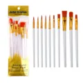 Set de 12 pinceles de nailon profesional para pintura al agua acrílico óleo, suministros arte. - Juego de 10 Pinceles de Plástico / Blanco