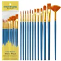 Juego de 12 Pinceles de Pintura Artistica Pelo de Nylon Acuarela Acrilico Oleo Art Pro - Juego de 12 Pinceles de Abanico / Azul