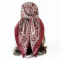 Women satin paisley square scarf vintage hair wrap stylish headscarf neckerchief shawl - Burgundy