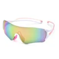 Occhiali da sole sportivi eleganti per ciclismo all'aperto con lente colorata - Montatura Bianco Rosa Specchio Rosa