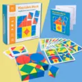 Children educational cube spatial thinking blocks puzzle toy set with challenge cards and wooden blocks. - Standard Type