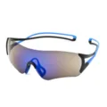 Occhiali da sole sportivi alla moda, montatura nero-blu, lente riflettente per ciclismo. - Montatura Nero Blu Lente Blu