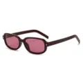 Vintage rechteckige Sonnenbrille mit weinroten Gestellen und rosa Gläsern für Streetwear Mode. - Burgunder Rahmen Rote Gläser