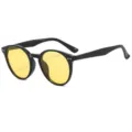 Vintage Sonnenbrille mit runden, auffälligen gelben Gläsern und schwarzem Gestell für den Alltag. - C4 Sonnenbrille / Schwarzer Rahmen Gelbe Gläser