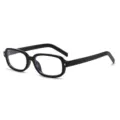 Schwarze dicke quadratische Brille mit Metallnieten und gerippten Bügeln Variante - C10 Schwarzer Rahmen Transparente Gläser