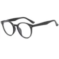 Schwarze runde Retro-Brille, minimalistische Mode-Vintage-Brillenvariante für den Alltag. - Glänzend Schwarz Rahmen Blaulichtfilter