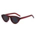 Rote Cat Eye Sonnenbrille Vintage Metall Nieten Sonnenbrillen Trendige UV Schutz Brille - C4 Roter Rahmen Schwarzgraue Gläser