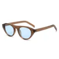 Modische braune Sonnenbrille mit hellblauen Gläsern, Vintage Nieten Dekor für Sommer. - C5 Teebraun Rahmen Blaue Gläser