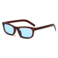 Retro quadratische Sonnenbrille für Damen, schmale Fassung mit blauen Gläsern, schick und UV400. - C6 Tee Rahmen Hellblaue Gläser